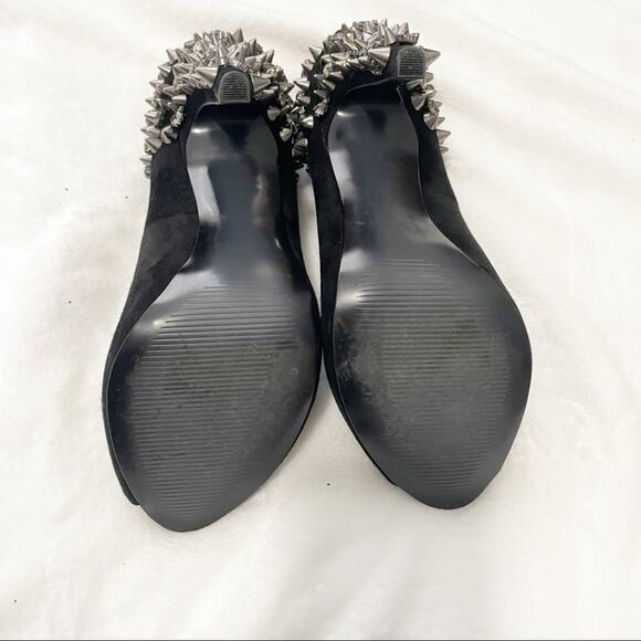 Sam Edelman Lorissa black spiked pumps open toe leather studded heels size 8 - Picture 2 of 12